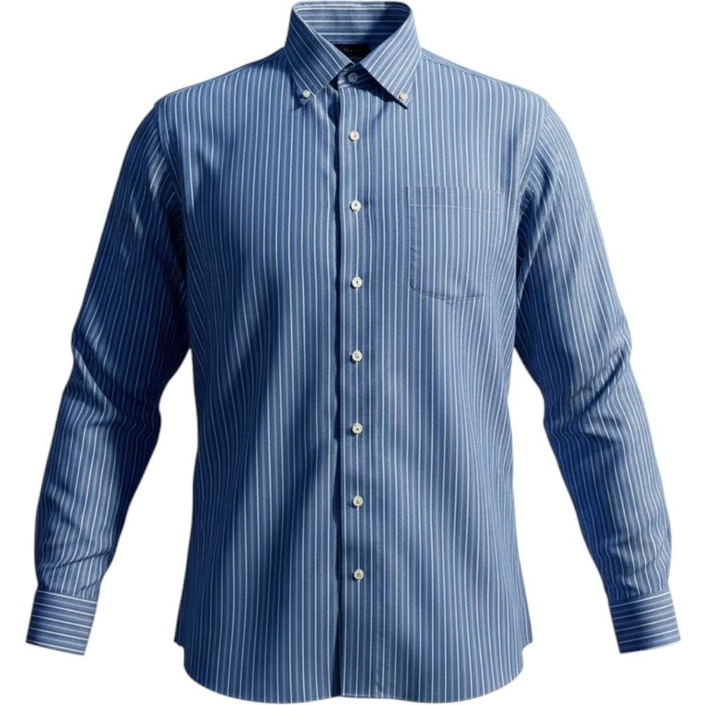 Jos A Bank Button Down Shirt Mens 16.5-34 Blue Striped Traveler Cotton Office